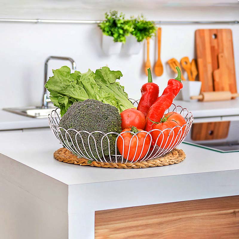 Stainless steel round wire fruit and vegetable bowl