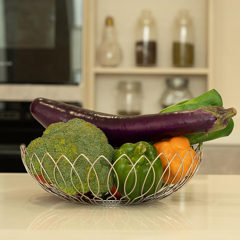 Stainless Steel Fruit Basket Storage Baskets Wire Bowl for Household with Bread Vegetables