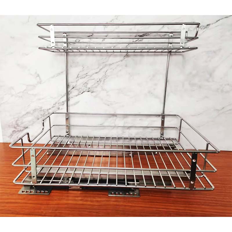 Stainless steel pull out organizer Under Sink Cabinet Organizer pull out drawer.