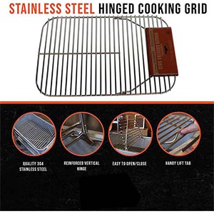 hinged cooking grid replaces the stock nickel-steel grill grate
